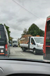 Lynsted Lane gridlock with bus and two construction lorries